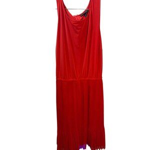 Lane‎ Bryant Red Pleated Midi Dress With Tie Waist Womens Plus Size 22/24
